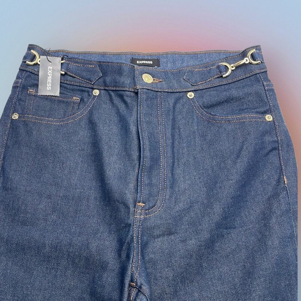EXPRESS Women’s 4R MOM JEAN Super High Rise Ankle Blue Jeans